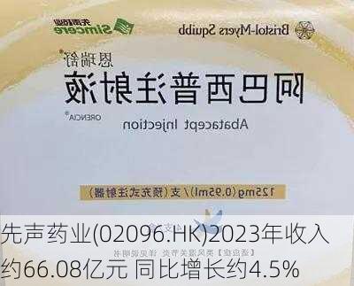 先声药业(02096.HK)2023年收入约66.08亿元 同比增长约4.5%