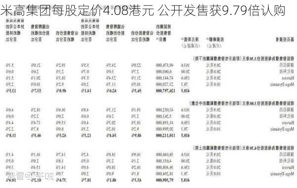 米高集团每股定价4.08港元 公开发售获9.79倍认购