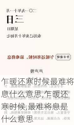 乍暖还寒时候最难将息什么意思,乍暖还寒时候,最难将息是什么意思