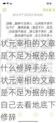 状元宰相的文章是不足为据的是什么修辞手法,状元宰相的文章是不足为据的要自己去看地底下修辞