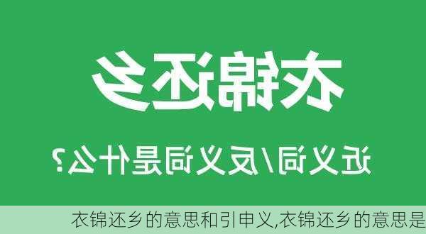 衣锦还乡的意思和引申义,衣锦还乡的意思是