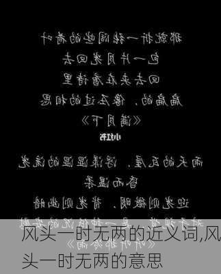 风头一时无两的近义词,风头一时无两的意思