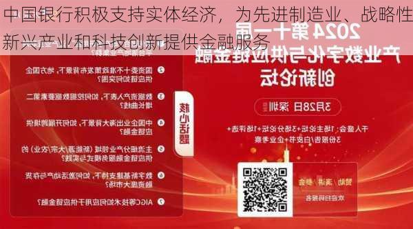 中国银行积极支持实体经济，为先进制造业、战略性新兴产业和科技创新提供金融服务