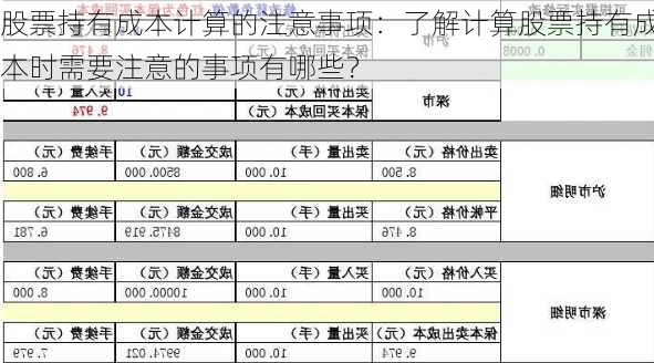 股票持有成本计算的注意事项：了解计算股票持有成本时需要注意的事项有哪些？