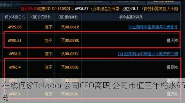 在线问诊Teladoc公司CEO离职 公司市值三年缩水95%