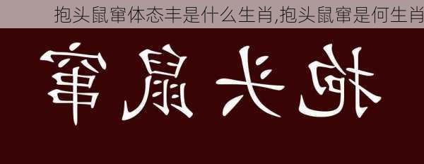 抱头鼠窜体态丰是什么生肖,抱头鼠窜是何生肖