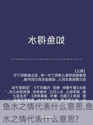 鱼水之情代表什么意思,鱼水之情代表什么意思?