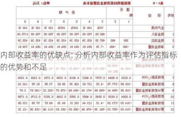 内部收益率的优缺点: 分析内部收益率作为评估指标的优势和不足