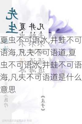 夏虫不可语冰,井蛙不可语海,凡夫不可语道,夏虫不可语冰,井蛙不可语海,凡夫不可语道是什么意思