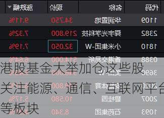 港股基金大举加仓这些股  关注能源、通信、互联网平台等板块