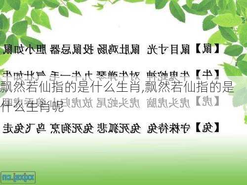 飘然若仙指的是什么生肖,飘然若仙指的是什么生肖呢