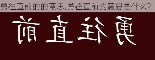 勇往直前的的意思,勇往直前的意思是什么?