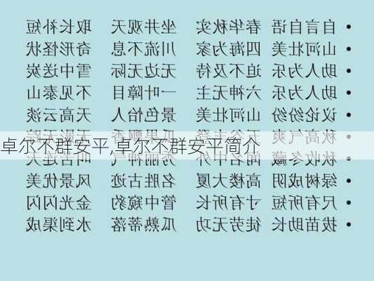 卓尔不群安平,卓尔不群安平简介