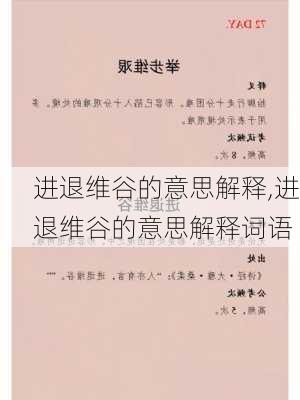 进退维谷的意思解释,进退维谷的意思解释词语