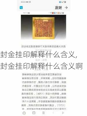 封金挂印解释什么含义,封金挂印解释什么含义啊