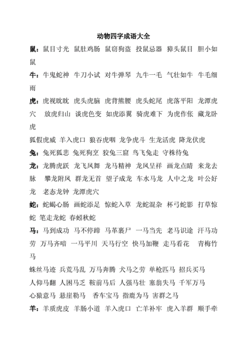 带动物名的成语四字成语,带动物名的成语四字成语大全