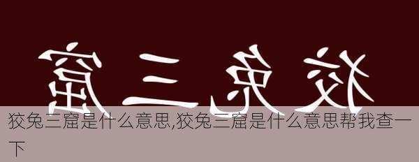 狡兔三窟是什么意思,狡兔三窟是什么意思帮我查一下