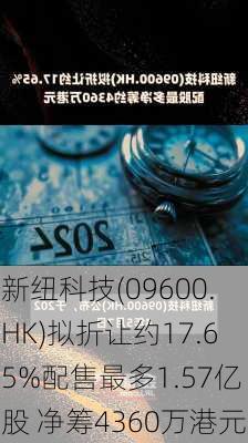 新纽科技(09600.HK)拟折让约17.65%配售最多1.57亿股 净筹4360万港元