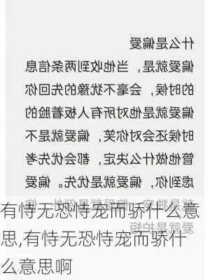 有恃无恐恃宠而骄什么意思,有恃无恐恃宠而骄什么意思啊