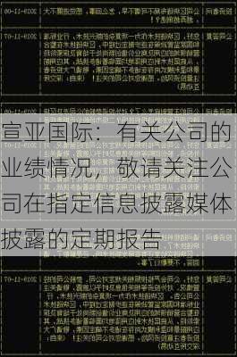 宣亚国际：有关公司的业绩情况，敬请关注公司在指定信息披露媒体披露的定期报告