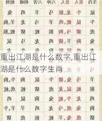 重出江湖是什么数字,重出江湖是什么数字生肖