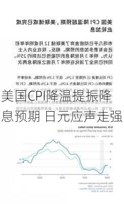 美国CPI降温提振降息预期 日元应声走强