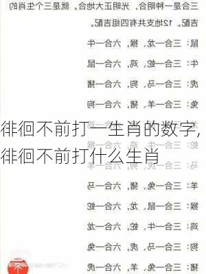 徘徊不前打一生肖的数字,徘徊不前打什么生肖