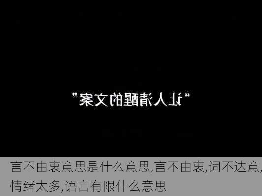 言不由衷意思是什么意思,言不由衷,词不达意,情绪太多,语言有限什么意思