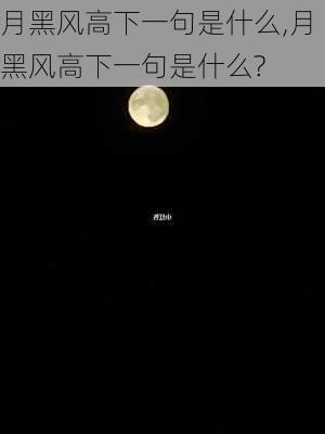 月黑风高下一句是什么,月黑风高下一句是什么?