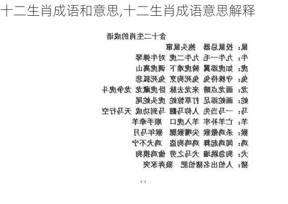 十二生肖成语和意思,十二生肖成语意思解释