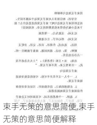 束手无策的意思简便,束手无策的意思简便解释