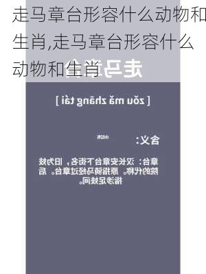 走马章台形容什么动物和生肖,走马章台形容什么动物和生肖