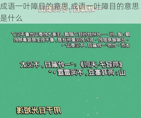 成语一叶障目的意思,成语一叶障目的意思是什么