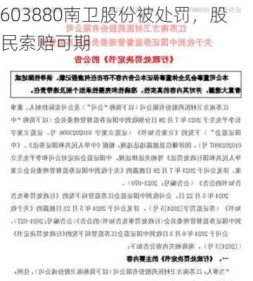 603880南卫股份被处罚，股民索赔可期