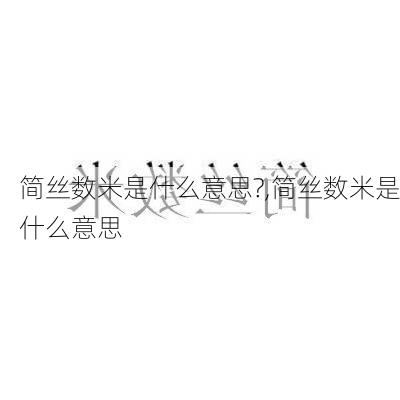 简丝数米是什么意思?,简丝数米是什么意思