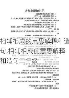 相辅相成的意思解释和造句,相辅相成的意思解释和造句二年级