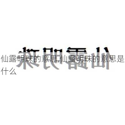 仙露明珠的意思,仙露明珠的意思是什么