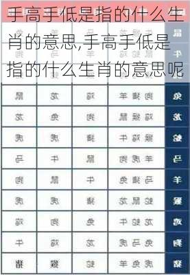 手高手低是指的什么生肖的意思,手高手低是指的什么生肖的意思呢