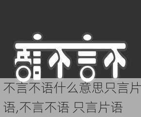 不言不语什么意思只言片语,不言不语 只言片语