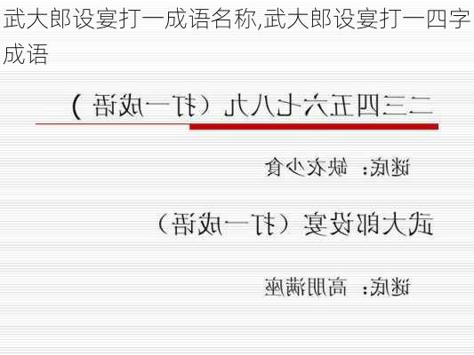 武大郎设宴打一成语名称,武大郎设宴打一四字成语