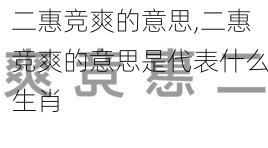 二惠竞爽的意思,二惠竞爽的意思是代表什么生肖