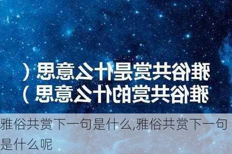 雅俗共赏下一句是什么,雅俗共赏下一句是什么呢