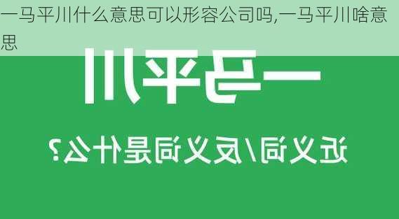 一马平川什么意思可以形容公司吗,一马平川啥意思