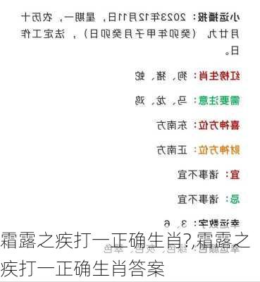 霜露之疾打一正确生肖?,霜露之疾打一正确生肖答案