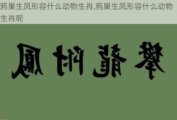 鸦巢生凤形容什么动物生肖,鸦巢生凤形容什么动物生肖呢