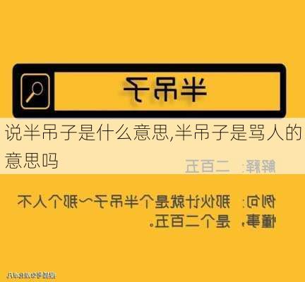 说半吊子是什么意思,半吊子是骂人的意思吗