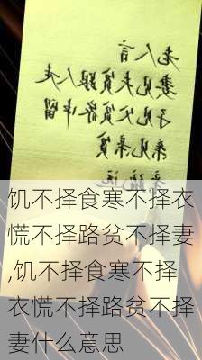 饥不择食寒不择衣慌不择路贫不择妻,饥不择食寒不择衣慌不择路贫不择妻什么意思