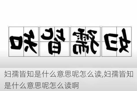 妇孺皆知是什么意思呢怎么读,妇孺皆知是什么意思呢怎么读啊