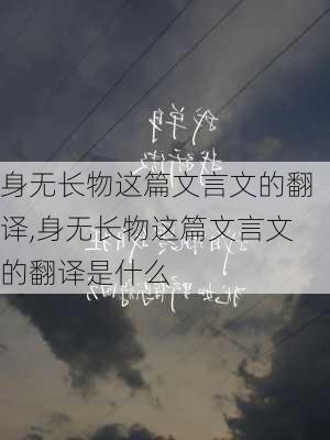 身无长物这篇文言文的翻译,身无长物这篇文言文的翻译是什么