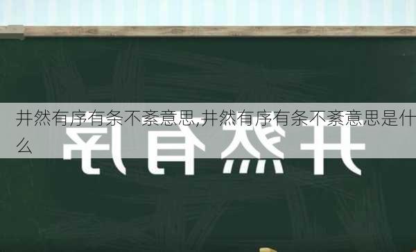 井然有序有条不紊意思,井然有序有条不紊意思是什么